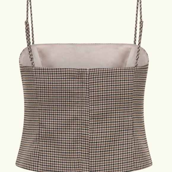 Meshki Aberley Suiting Crop Top - Tan Check - Picture 6 of 7